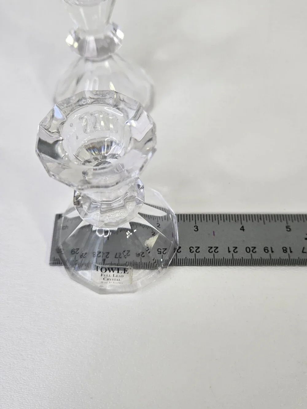 Towle‎ Pair Crystal Candlesticks Facet Diamond Cut Made In Austria Art Deco Vtg
